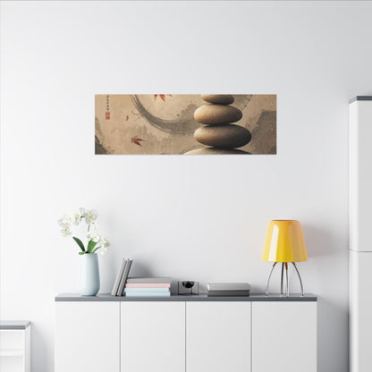 Japandi River Stones in Candlelight | Japanese Pattern Canvas Art