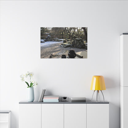 Winter Tea Ceremony Karesansui Canvas Art | Serene Decor
