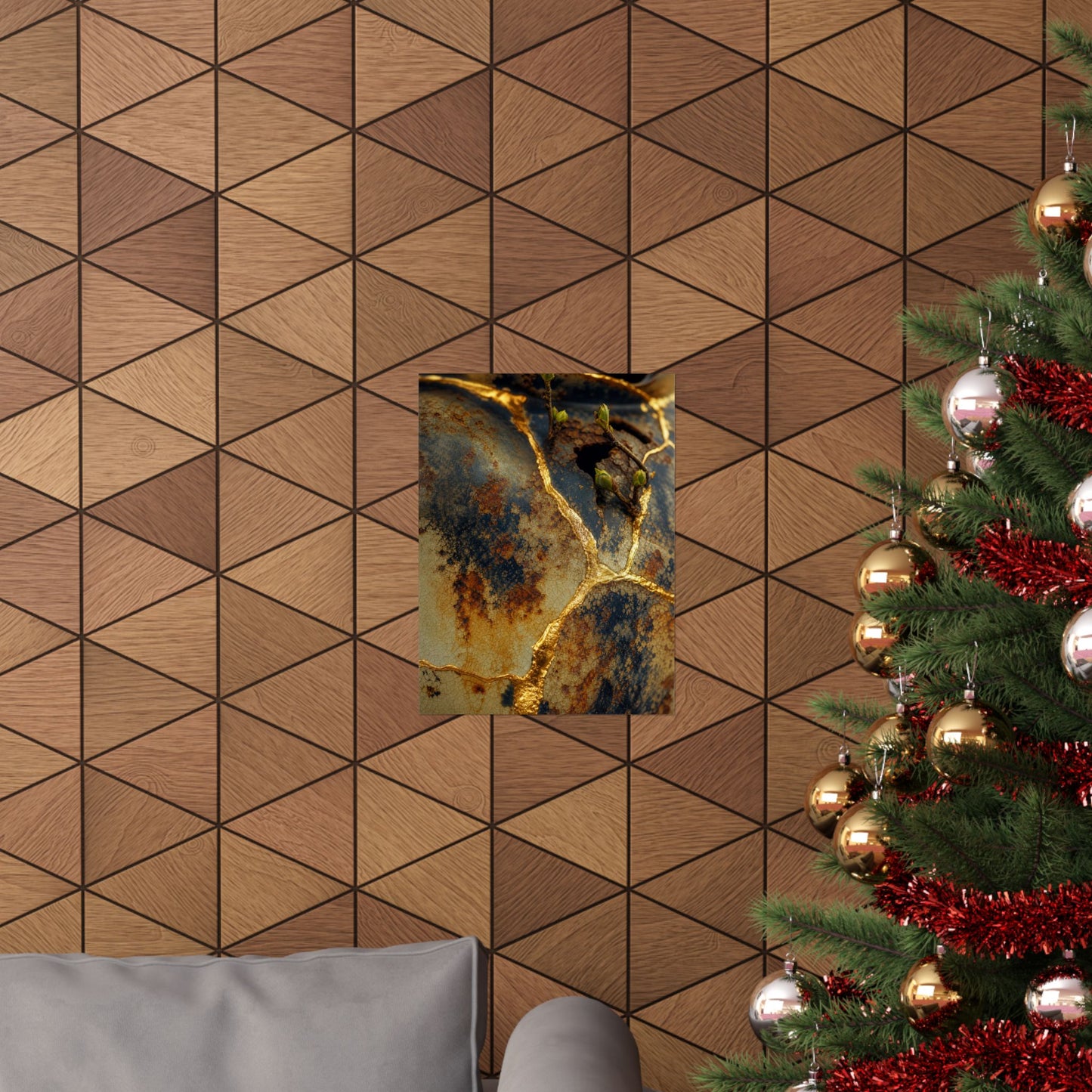 Healing Rust Patina Wall Art Print - Crackle Gold Kintsugi