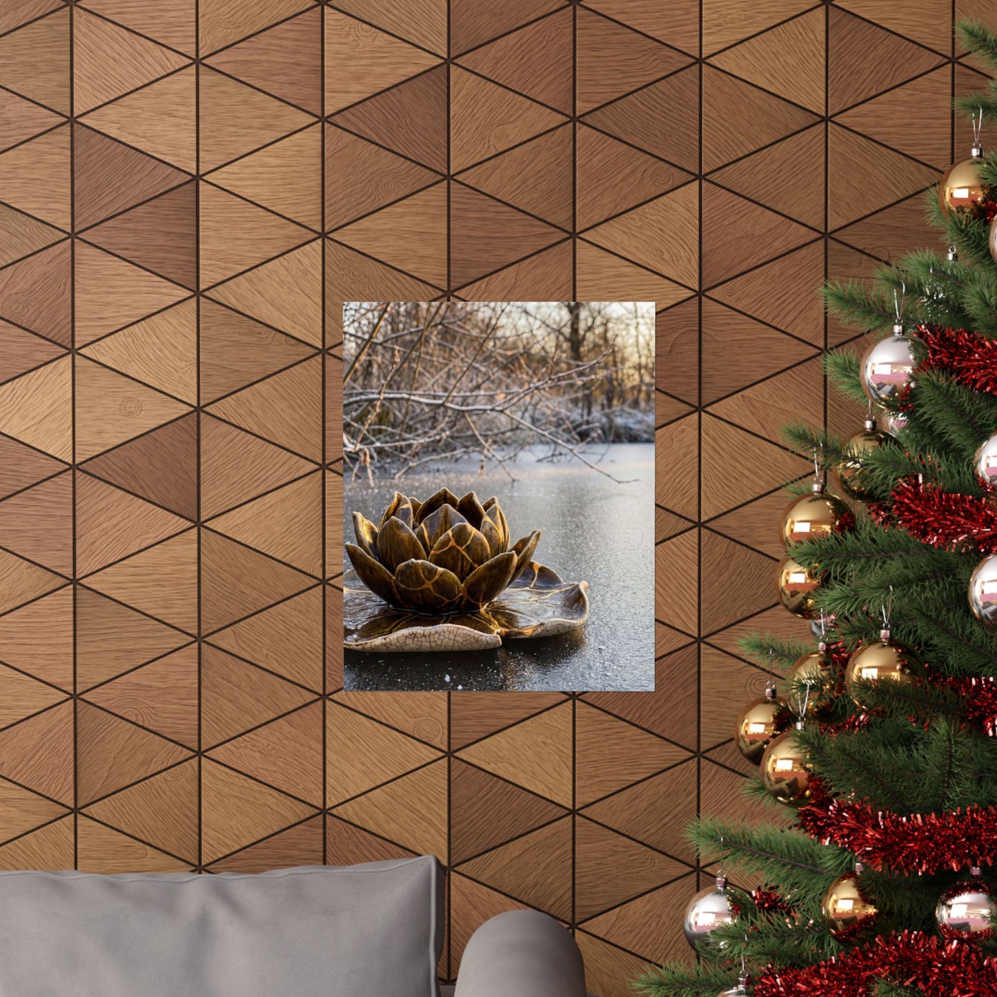 Lotus Flower Winter Wall Art Print | Kintsugi Beautiful Design