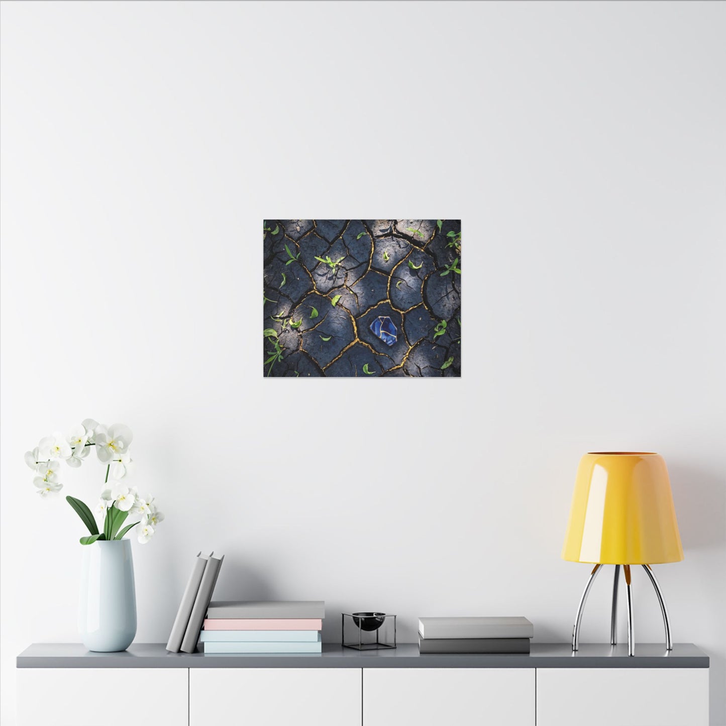 Cracked Earth Canvas Art | Spring Dark Japandi Moody Minimal Art
