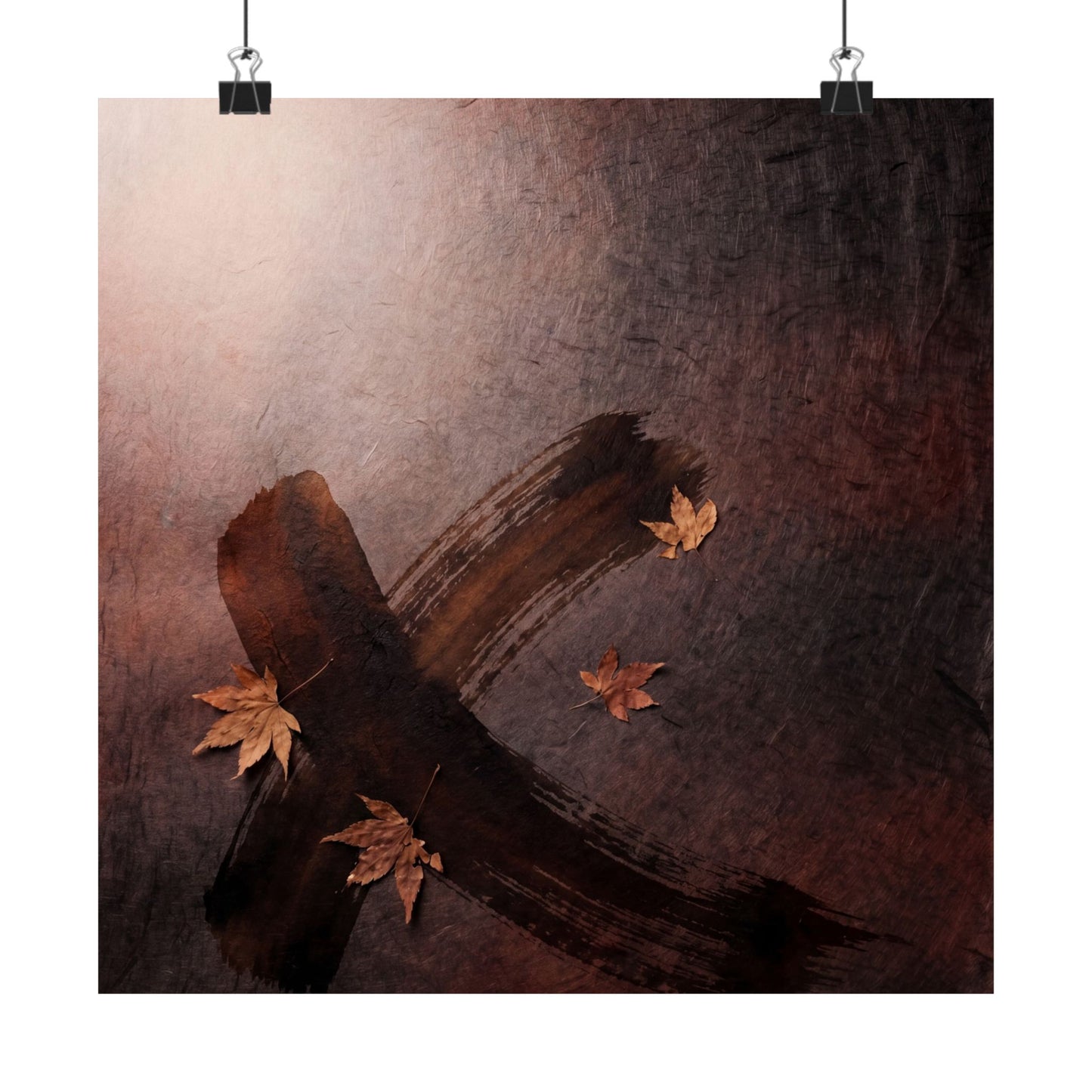 Dark Japandi Ink Brushstroke in Dawn | Moody Minimal Wall Art Print Art Print