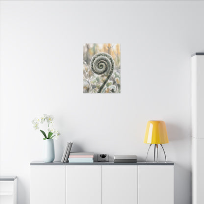 Winter Fern Unfurling Watercolor Canvas Art | Cozy Decor
