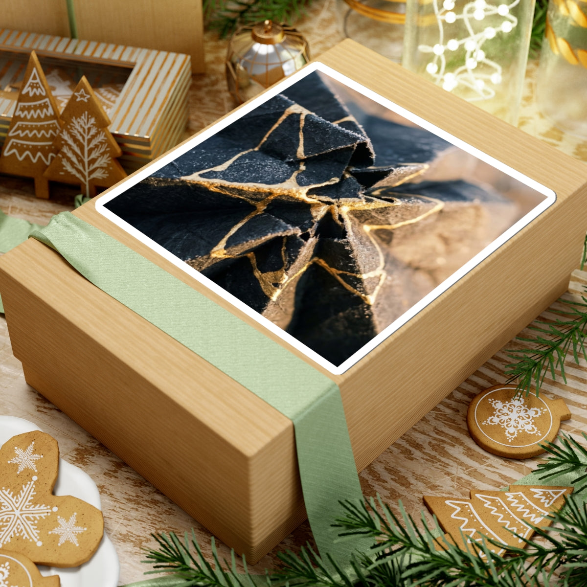 Paper Fold Sticker | Winter Kintsugi Gold Repair Art Art Print