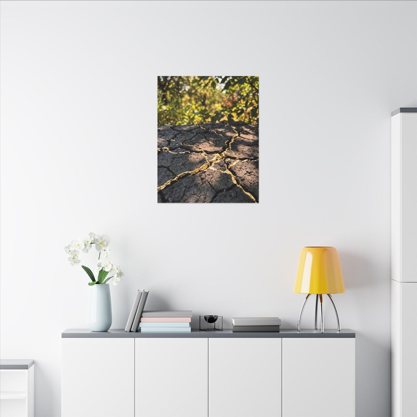 Shibui Cracked Earth Canvas Art - Kintsugi Gold Repair