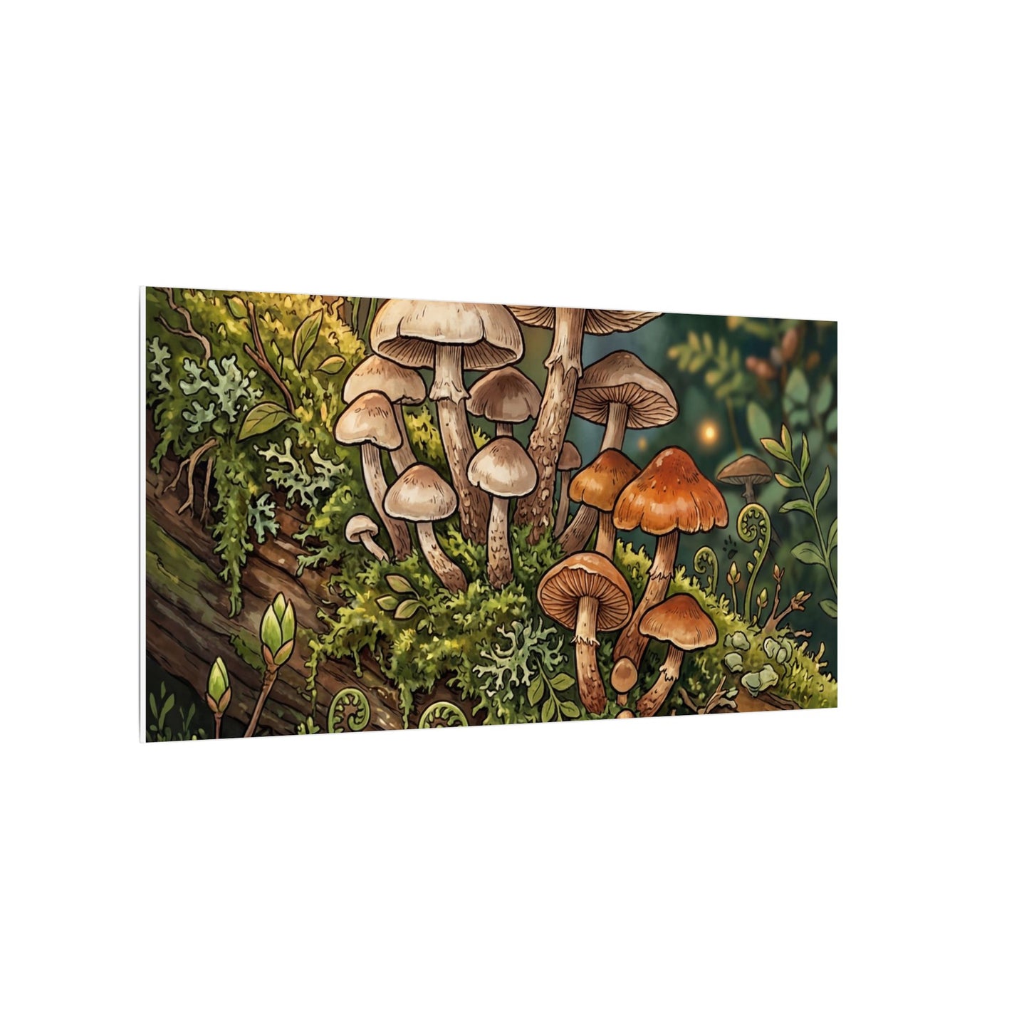 Spring Wild Mushrooms Herbarium Canvas Art | Rustic Decor