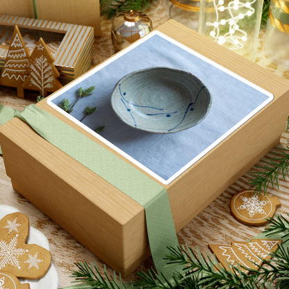 Japandi Ceramic Bowl in Moonlight | Minimal Line Sticker Art Print