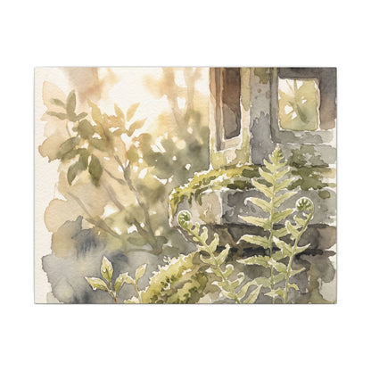 Earthy Stone Lantern Canvas Art - Watercolor Japandi