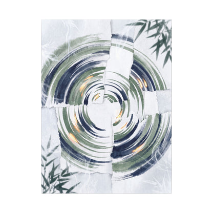 Winter Water Ripple Sumi E Canvas Art | Peaceful Decor
