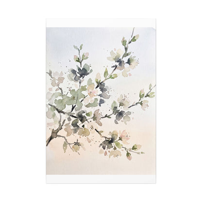 Cherry Blossom Watercolor Canvas Art | Elegant Japandi Art