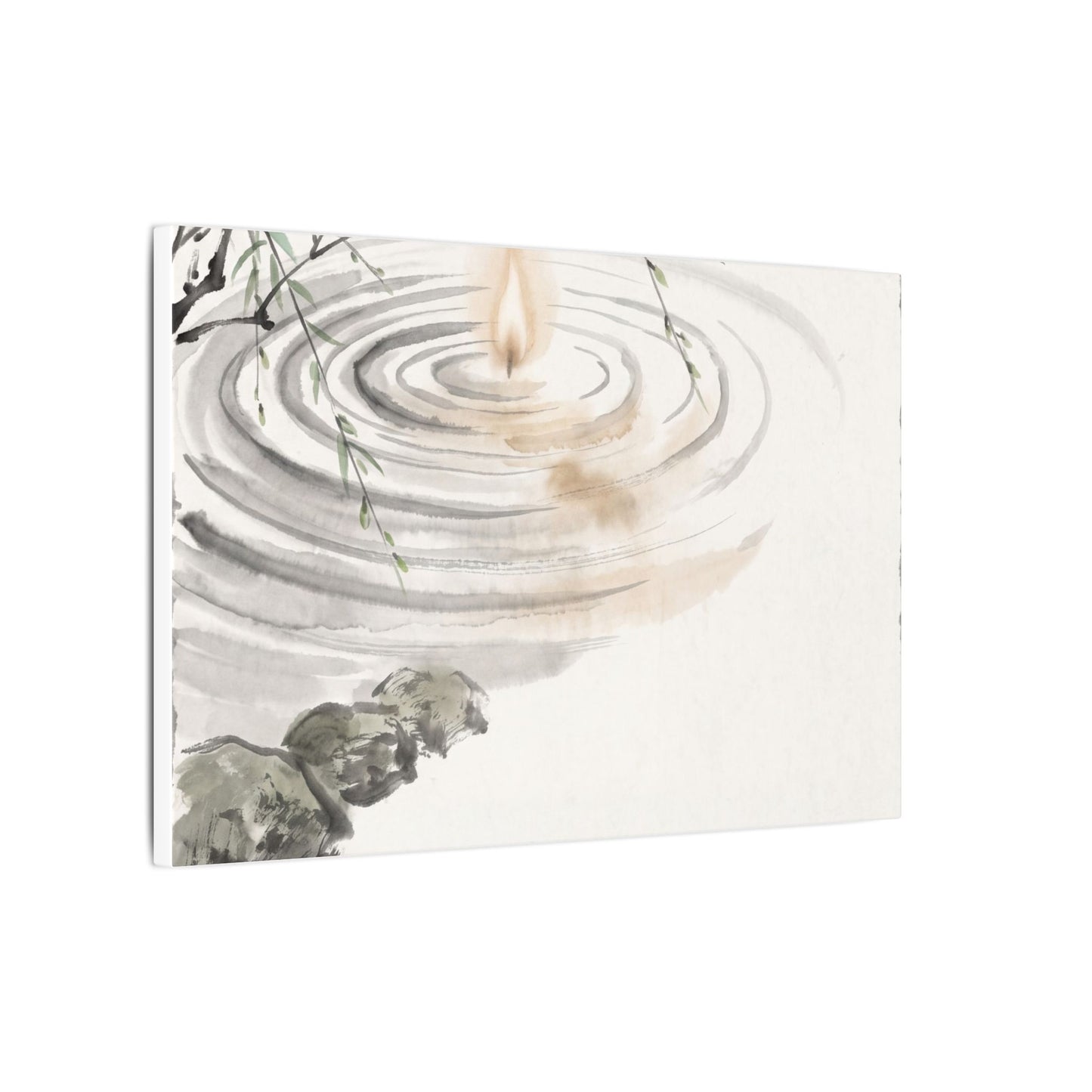 Water Ripple Sumi E Canvas Art | Tranquil Zen Art