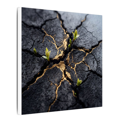 Ma Cracked Earth Canvas Art - Dark Japandi Charcoal Ink