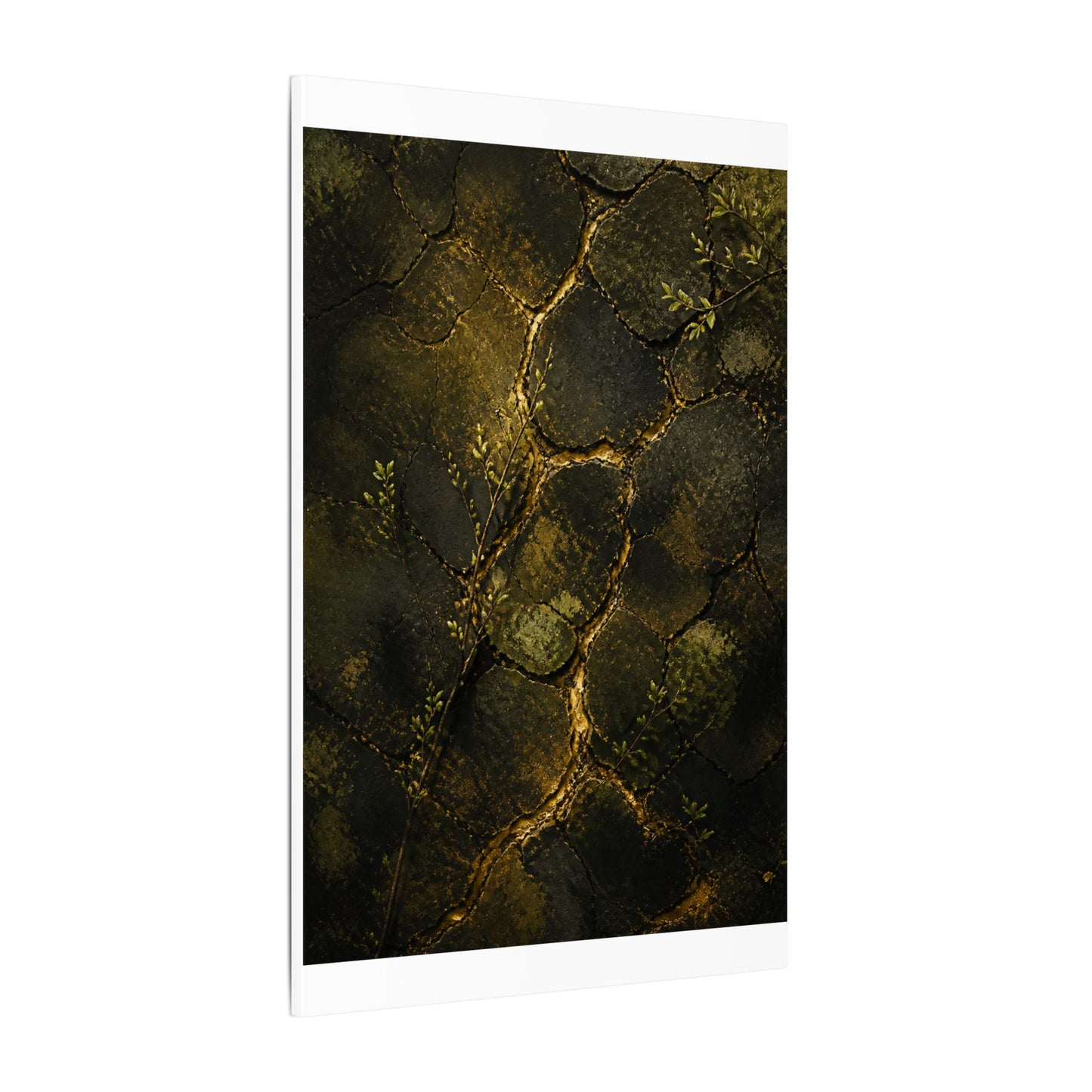 Shibui Cracked Earth Canvas Art - Dark Japandi Dark Texture