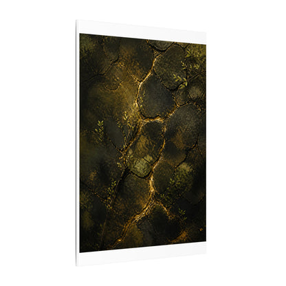 Shibui Cracked Earth Canvas Art - Dark Japandi Dark Texture