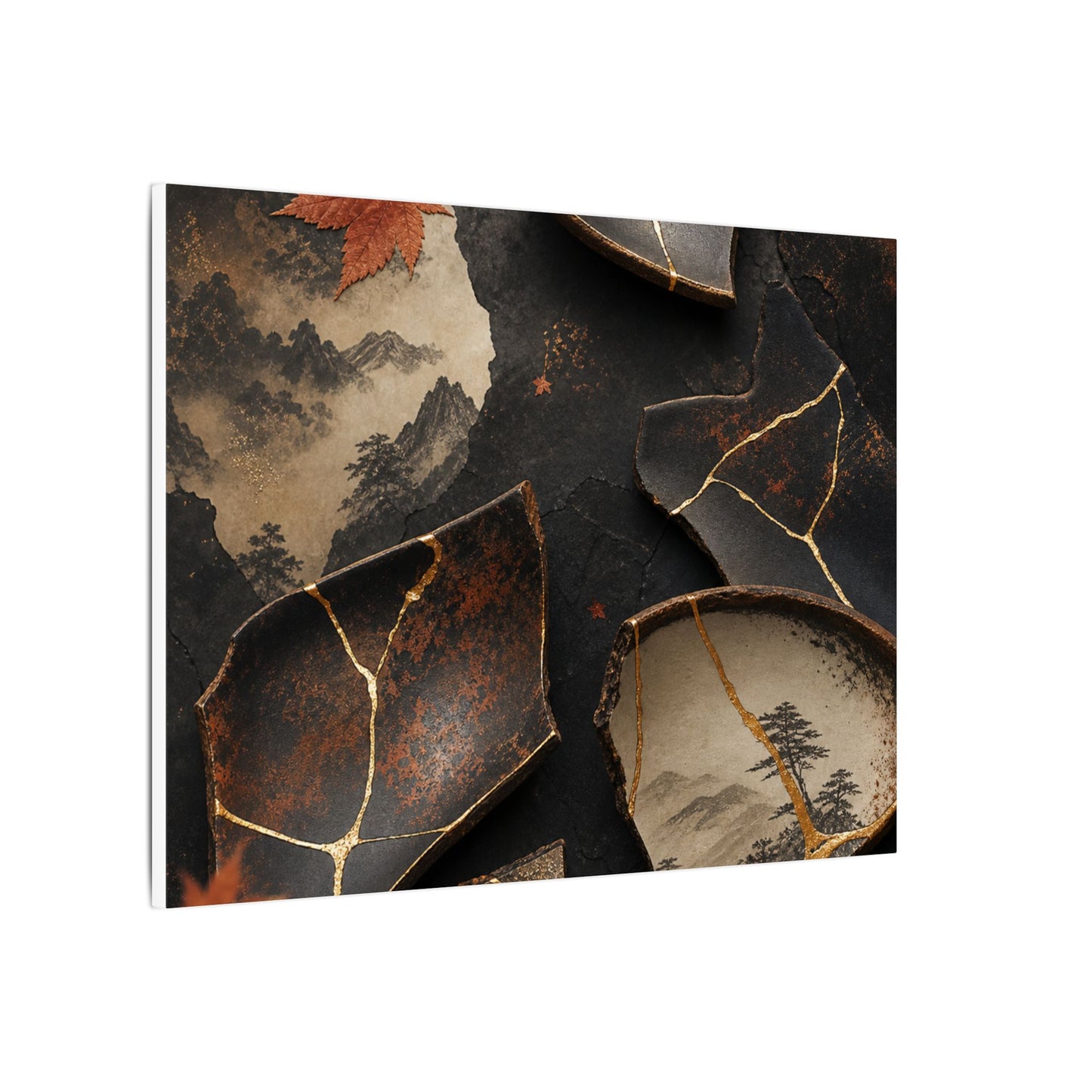 Broken Pottery Gold Vein Canvas Art | Philosophical Kintsugi Art