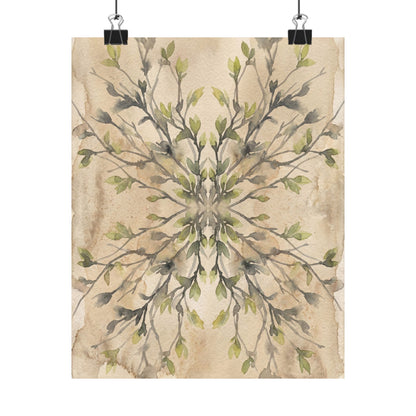 Shadow Play Watercolor Wall Art Print | Earthy Japandi Art