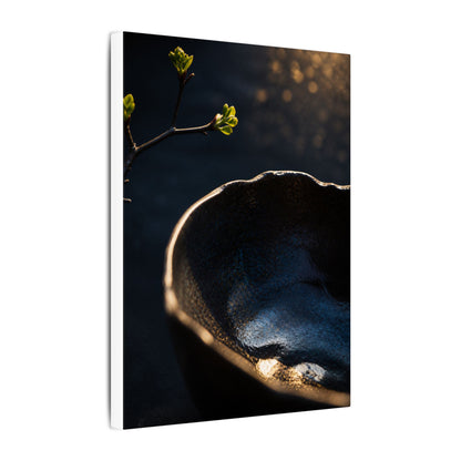 Ma Ceramic Bowl Canvas Art - Dark Japandi Shadow Zen