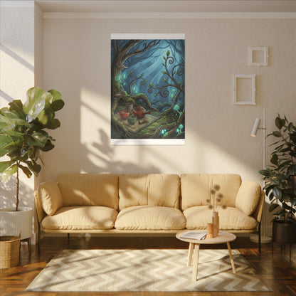 Spring Tea Ceremony Forest Whimsy Canvas Art | Cozy Decor