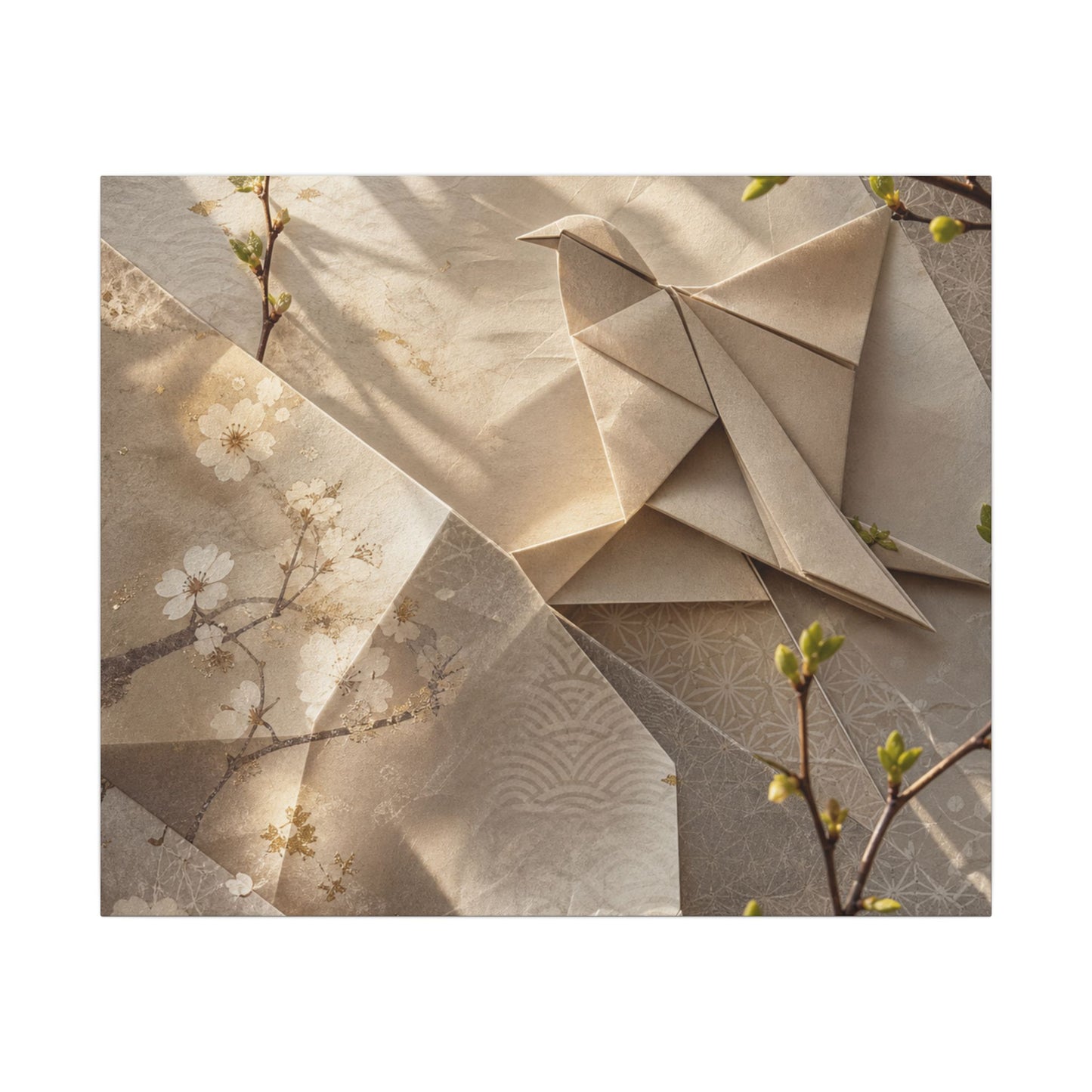 Golden Hour Paper Fold Canvas Art - Japandi Fukinsei