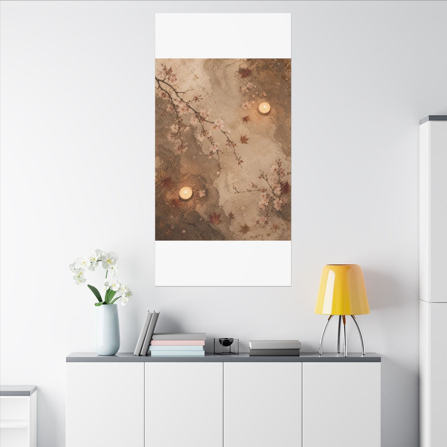 Cherry Blossom Canvas Art | Autumn Japandi Japanese Pattern Art