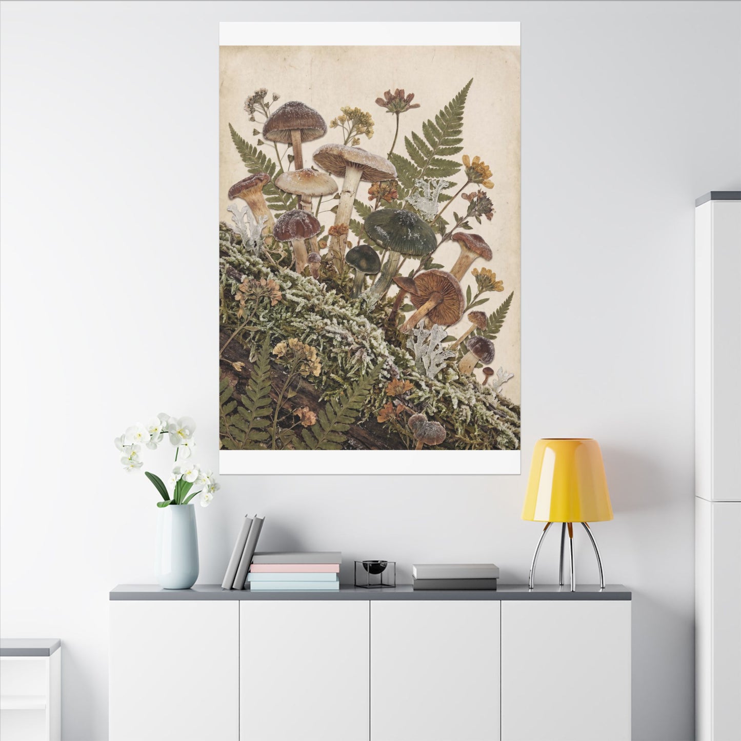Winter Wild Mushrooms Herbarium Canvas Art | Enchanting Decor