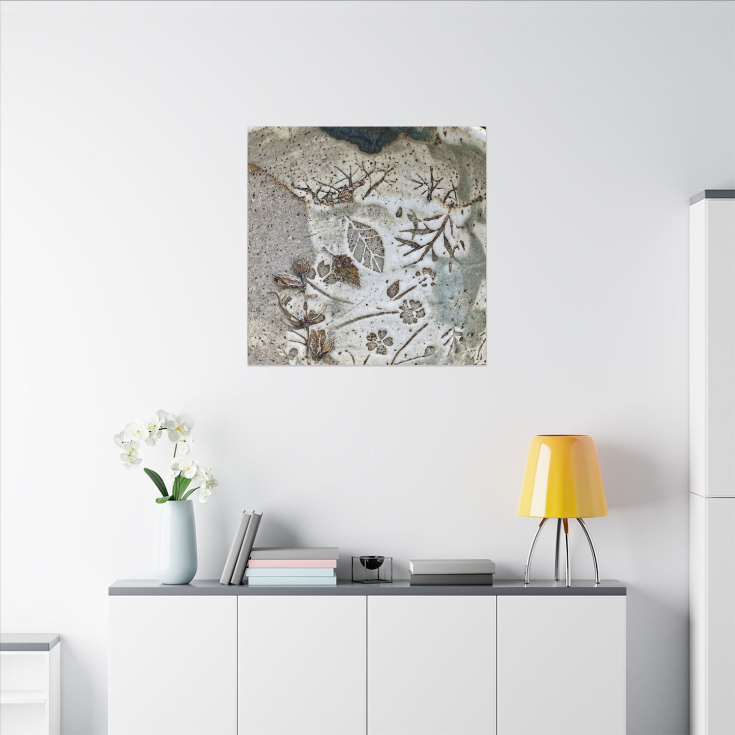 Ceramic Bowl Winter Canvas Art | Japandi Earthy Design