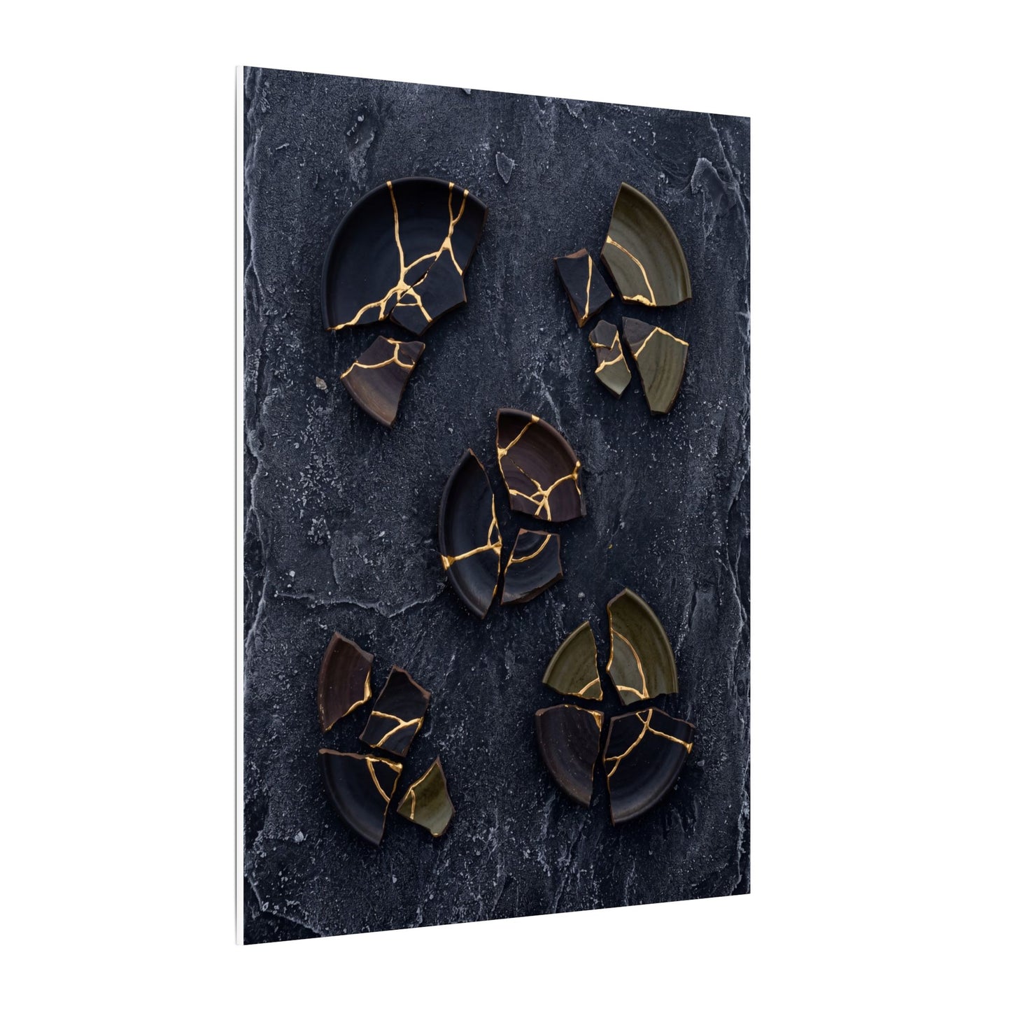 Broken Pottery Canvas Art | Winter Dark Japandi Shadow Zen Art