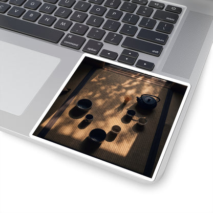 Tea Ceremony Sticker | Summer Dark Japandi Shadow Zen Art Art Print
