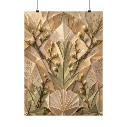 Paper Fold Japanese Pattern Wall Art Print | Warm Japandi Art