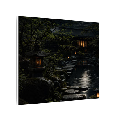Moonlit Garden Shadow Zen Canvas Art | Sophisticated Dark Japandi Art
