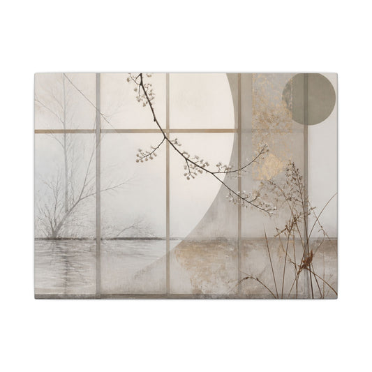 Winter Shoji Screen Japanese Pattern Canvas Art | Elegant Decor
