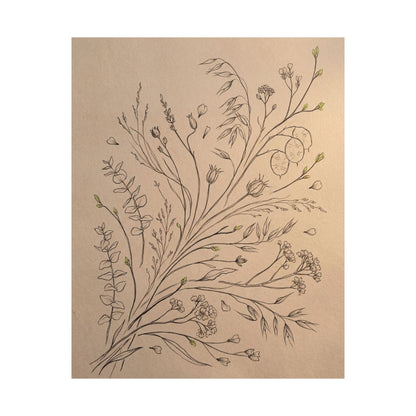 Golden Hour Dried Flowers Wall Art Print - Japandi Seijaku