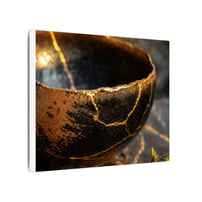 Kintsugi Ceramic Bowl in Golden Hour | Gold Vein Canvas Art