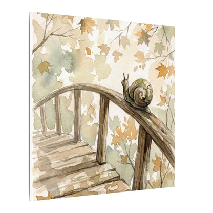 Wooden Bridge Canvas Art | Autumn Japandi Watercolor Art