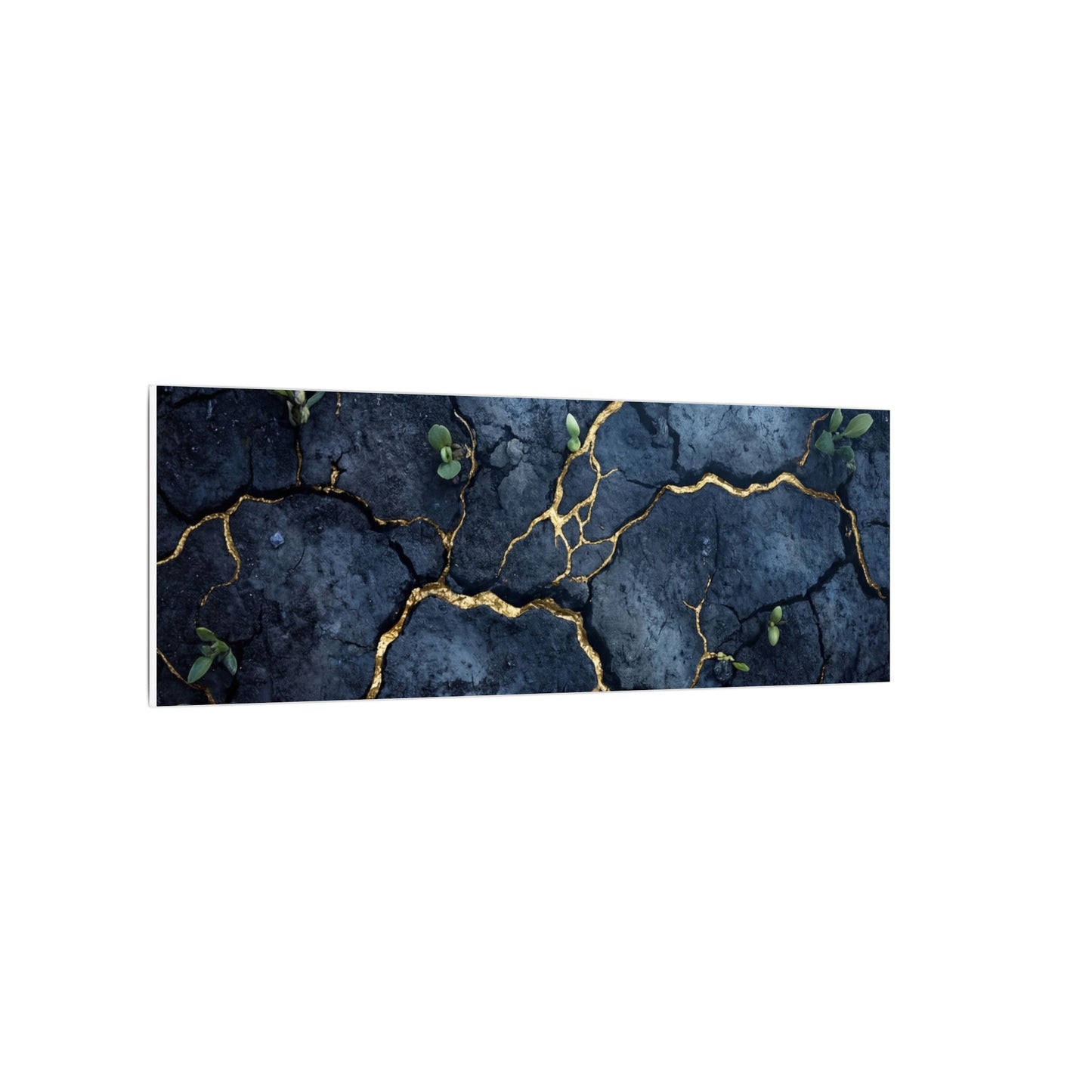 Cracked Earth Spring Canvas Art | Kintsugi Healing Design