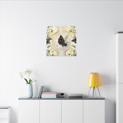 Zen Rock Garden in Golden Hour | Sumi E Canvas Art