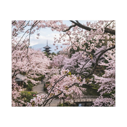 Cherry Blossom Winter Canvas Art | Dark Japandi Luxurious Design