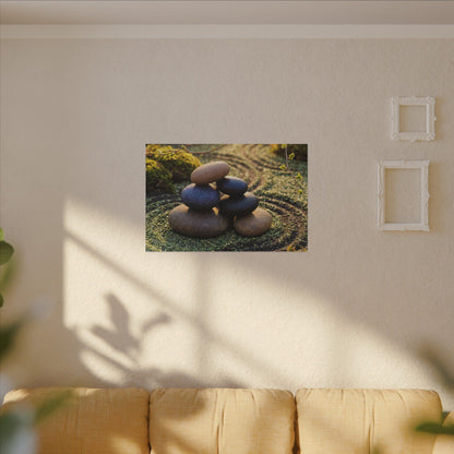 Zen River Stones in Golden Hour | Karesansui Canvas Art