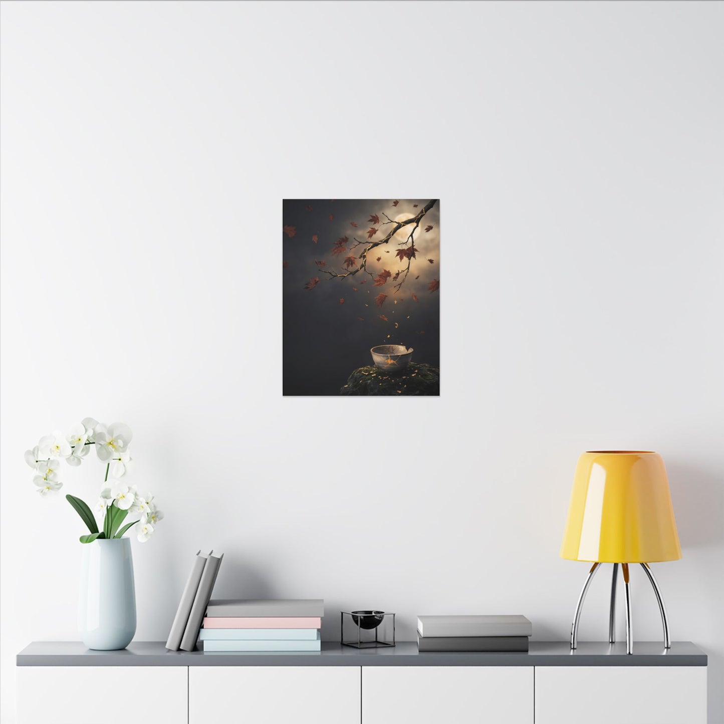 Moonlit Garden Gold Repair Canvas Art | Beautiful Kintsugi Art