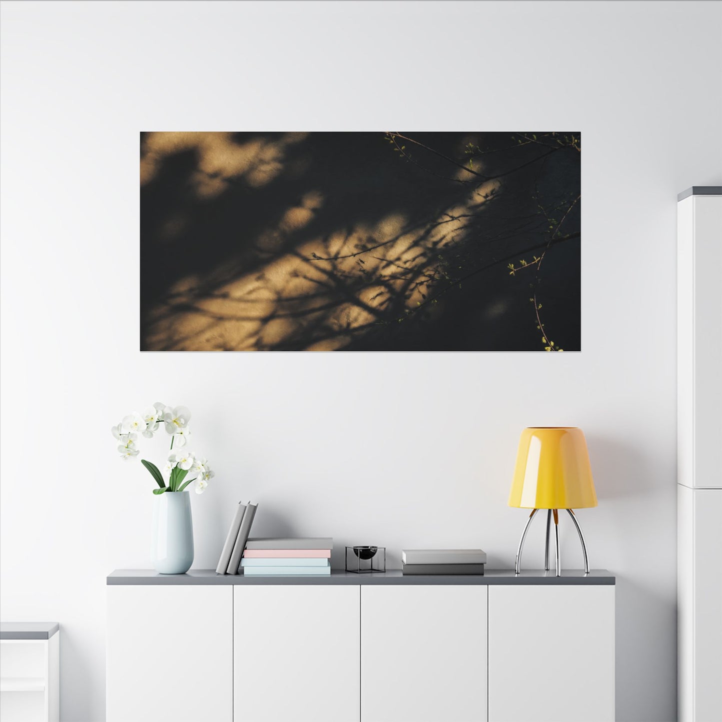 Moody Shadow Play Canvas Art - Moody Minimal Dark Japandi