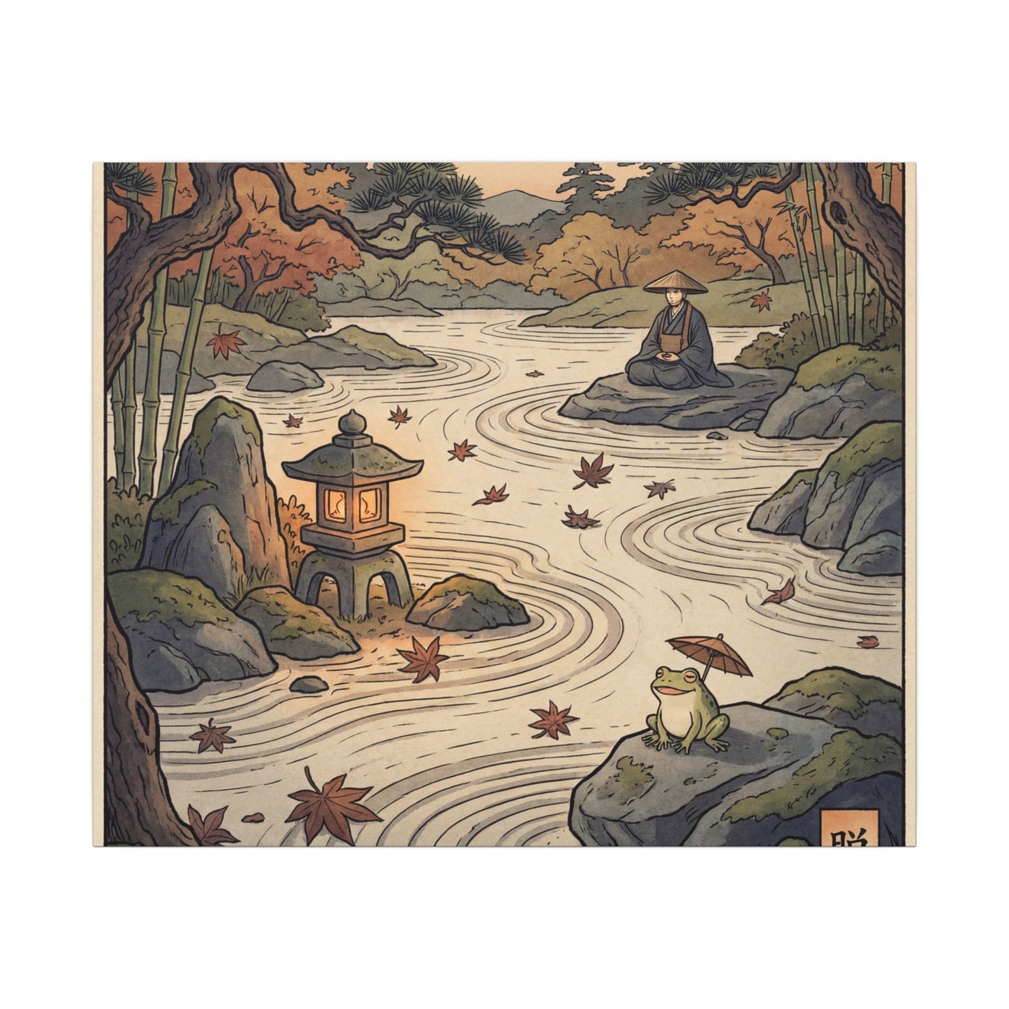 Rock Garden Autumn Canvas Art | Zen Serene Design