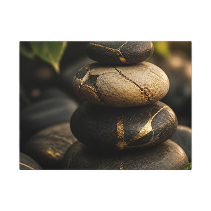 Summer River Stones Broken Beauty Canvas Art | Healing Decor