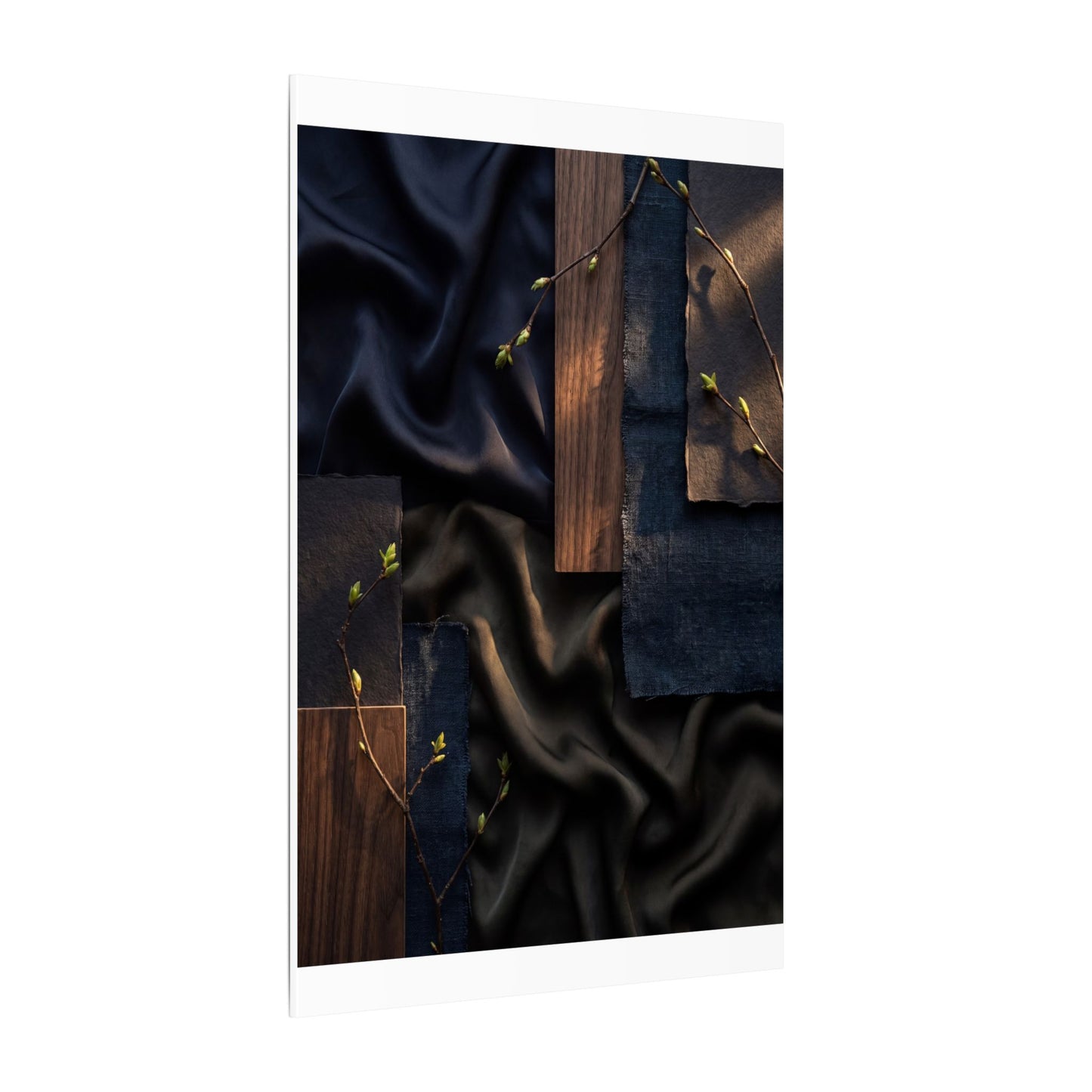Silk Drape Spring Canvas Art | Dark Japandi Moody Design