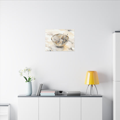 Ceramic Bowl Canvas Art | Winter Japandi Watercolor Art