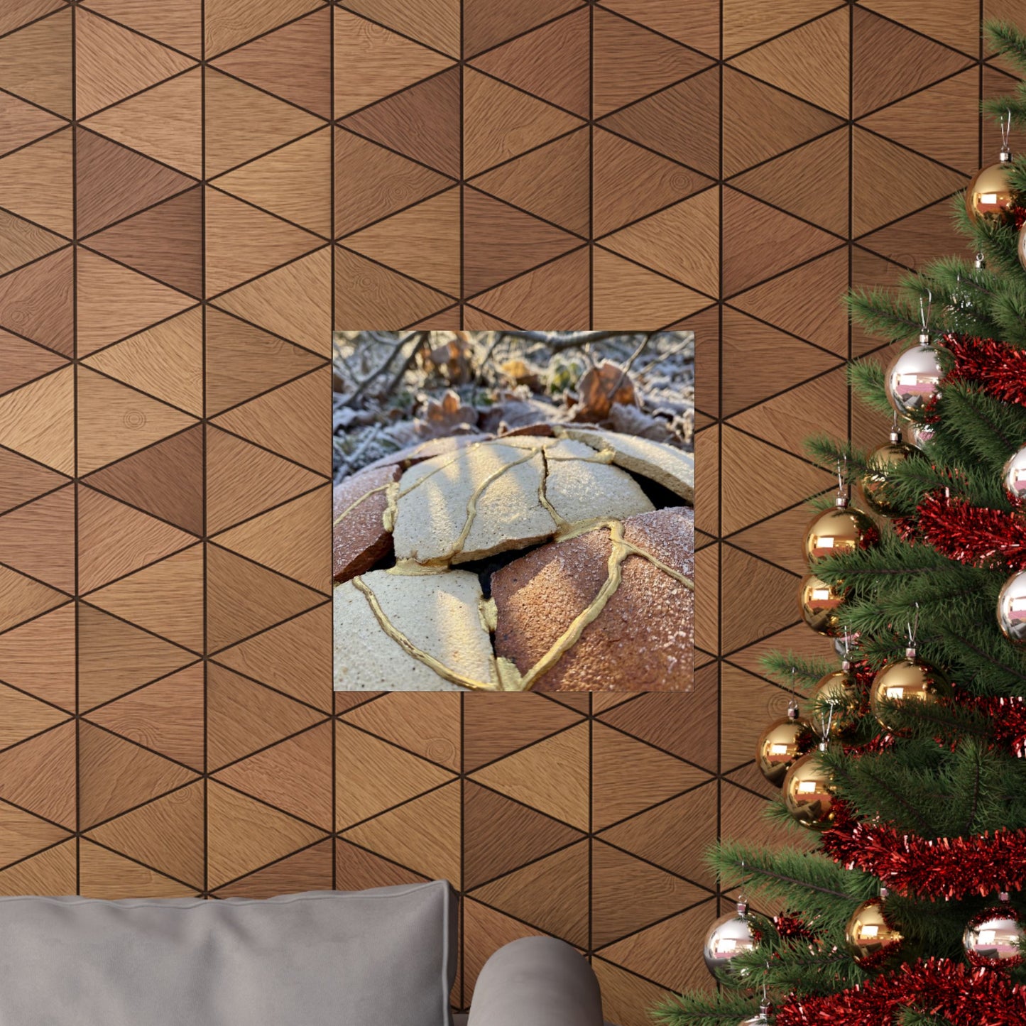 Broken Pottery Crackle Gold Wall Art Print | Philosophical Kintsugi Art