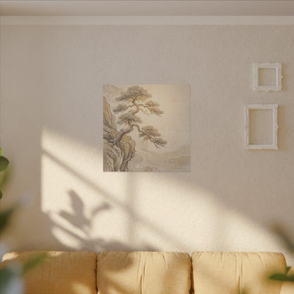 Winter Pine Tree Japanese Pattern Canvas Art | Elegant Decor