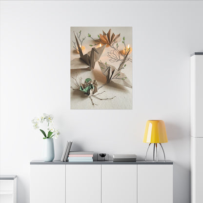 Paper Fold Spring Canvas Art | Japandi Earthy Design