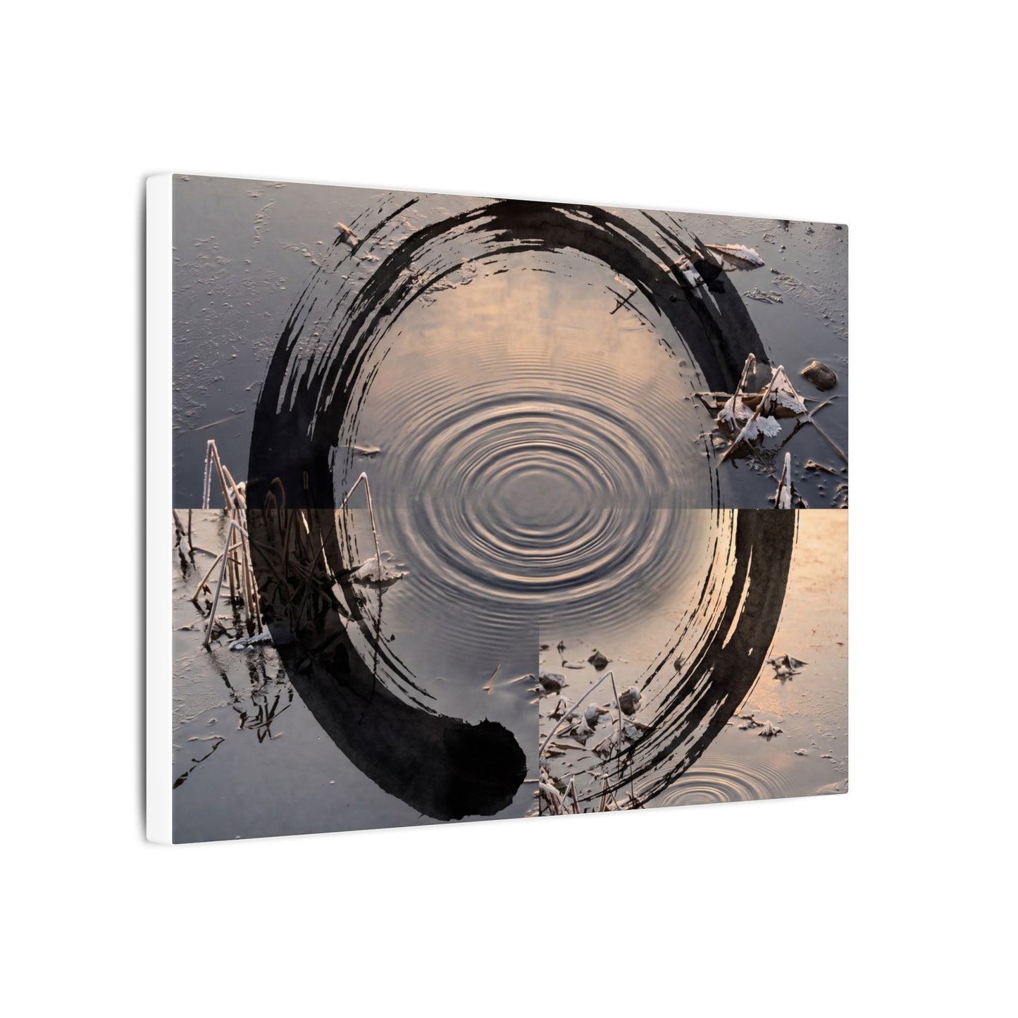 Winter Water Ripple Enso Canvas Art | Tranquil Decor