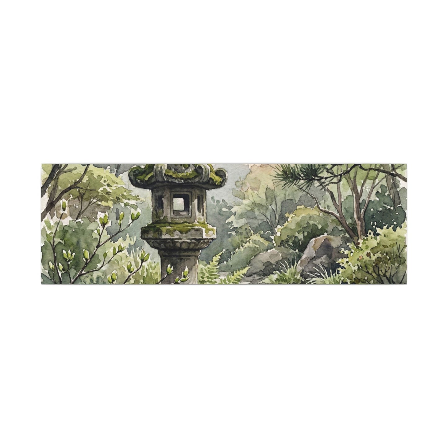 Neutral Stone Lantern Canvas Art - Watercolor Japandi
