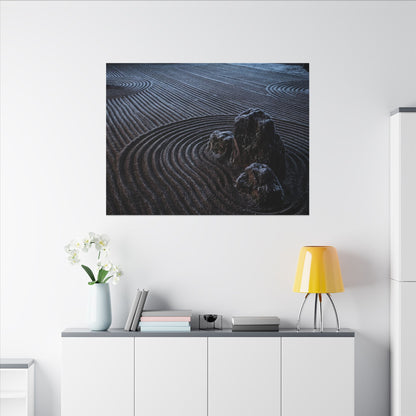 Moonlight Rock Garden Canvas Art - Dark Japandi Seijaku